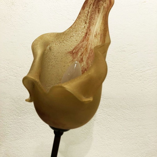 Floor lamp bronze with blown glass, like new