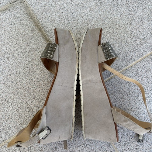 Migato platform sandals with rhinestones, grey silver
