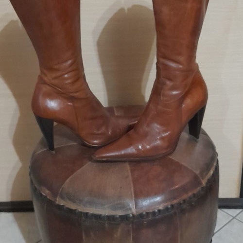 Western boots Italian like new genuine leather brown size 37