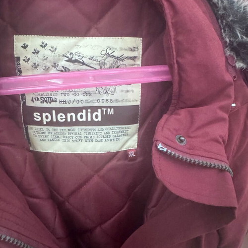 Long burgundy coat used, slim fit, size XXL