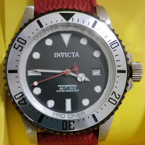 Invicta Pro Diver Automatic men's watch, black and red, 44mm, 20ATM