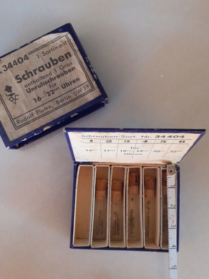 Rudolf Flume Berlin pre-war watch screws set, collectible