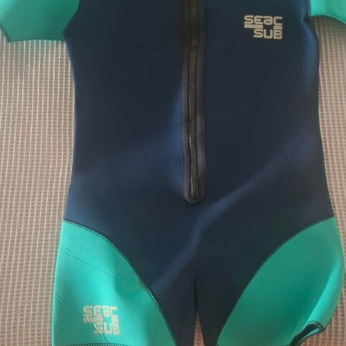 Seac Dolphin children's short wetsuit with zipper 1.5mm, green
