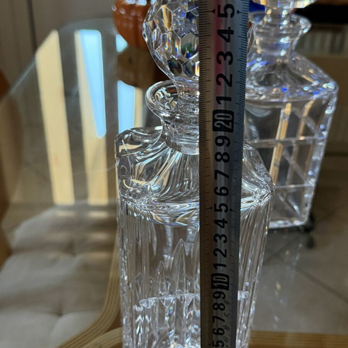 Vintage 24% Lead Crystal Square Whiskey Decanter with Faceted Ball Stopper new