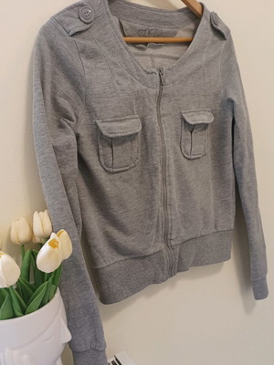 Stradivarius cotton cardigan used, gray melange, size S