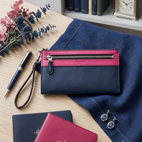 Coach Legacy Zippy Wallet clutch like new, colorblock leather