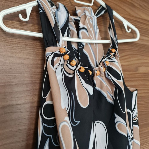 Viscose printed jumpsuit like new, black beige white