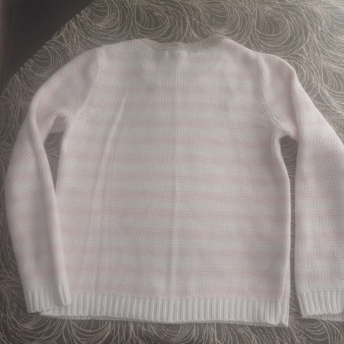 H&M striped pullover sweater, white and pink, XS