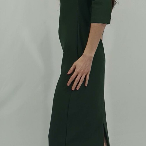 Zara green long dress with V-neckline and 3/4 sleeves new with tags