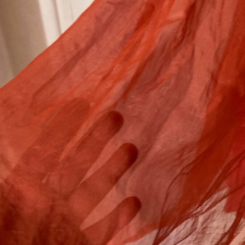 Coral silk dress with viscose lining, size M
