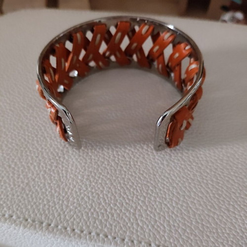 Tod's leather and metal cuff bracelet like new, orange
