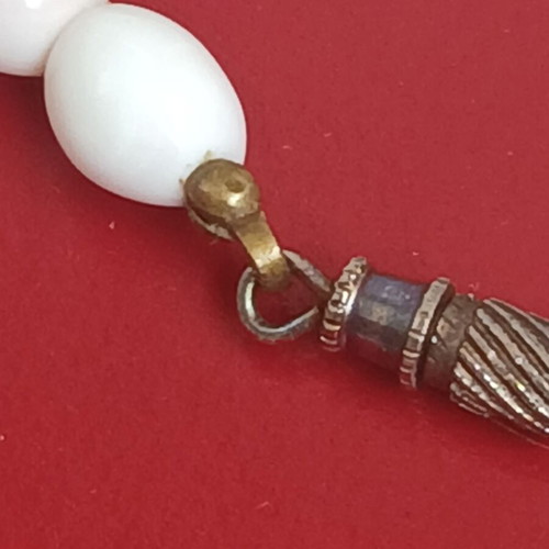 Pressed coral necklace, soft pink color, 45 cm