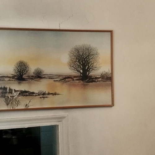 Print with wooden frame, size approx. 92x62, like new