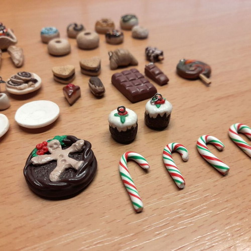Handmade polymer clay elements new, miniature sweets