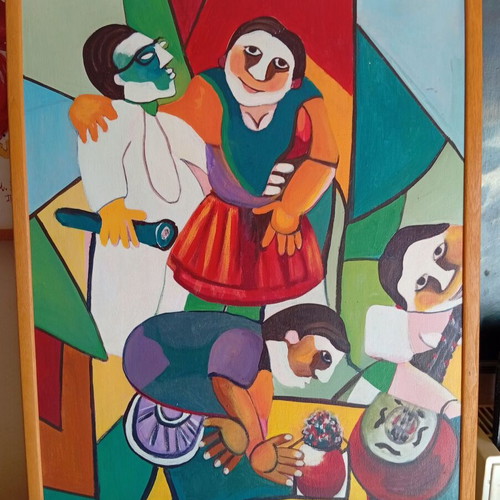 India modern oil painting like new 84x64 cm