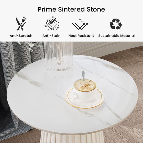 Modern luxury side table with shiny sintered stone, new