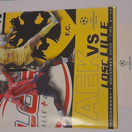 Collectible ticket and match program like new from A.E.K. Champions League 2006