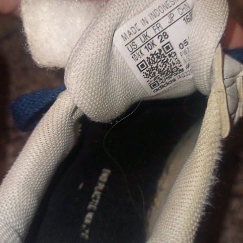 Adidas kids sports shoes used, size 28, white and blue