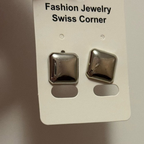 Square silver stud earrings new