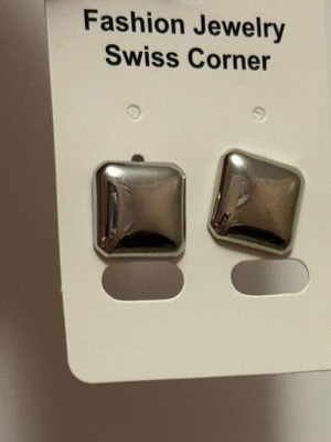 Square silver stud earrings new