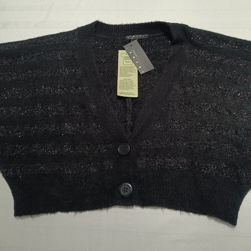 Sisley Cropped Cardigan Black with Shine New, 11-12 Years