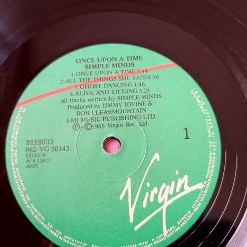 Simple Minds Once Upon A Time vinyl record like new, pop