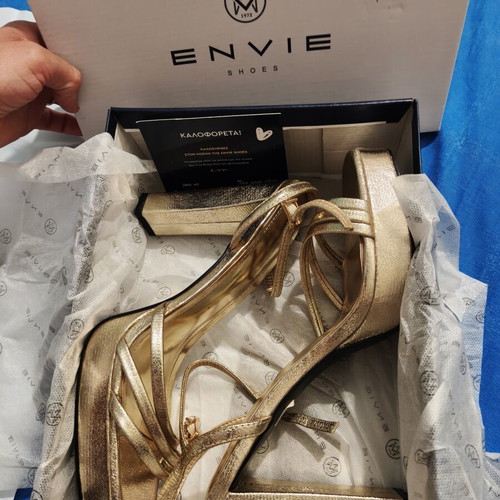 Πέδιλα Envie Shoes χρυσαφί καινούργια, νούμερο 41, τακούνι 12 πόντο