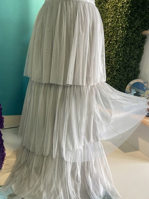 Maya Deluxe pastel gray maxi tulle skirt new, size L