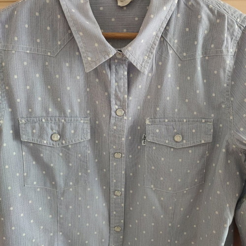 Levi's polka dot shirt like new, cotton, white and turquoise