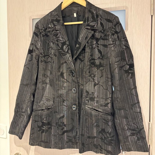 Women's blazer with floral motifs like new, size L, black and gray