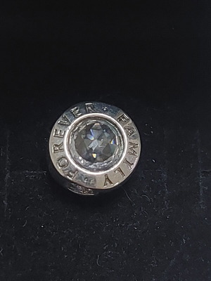 Pandora charm new with large zirconia and family for ever engraving