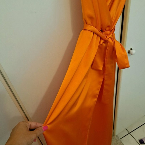 Satin dress orange like new, size M
