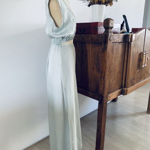 Ioanna Kourbela dress new, size M, aqua satin and cotton mesh