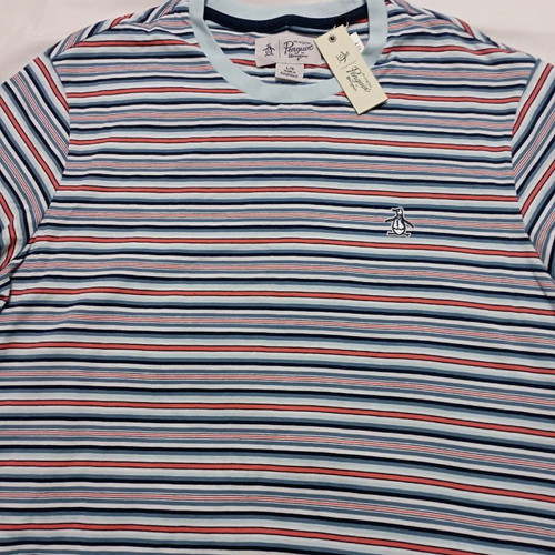 Μπλούζα κοντομάνικη ριγέ αντρική Original Penguin καινούργια, μέγεθος L, μπλε και κόκκινο