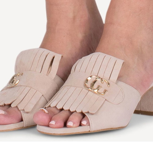 Leather mules beige used, size 41, Red Dot