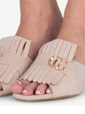Δερμάτινα mules μπεζ μεταχειρισμένα, μέγεθος 41, Red Dot