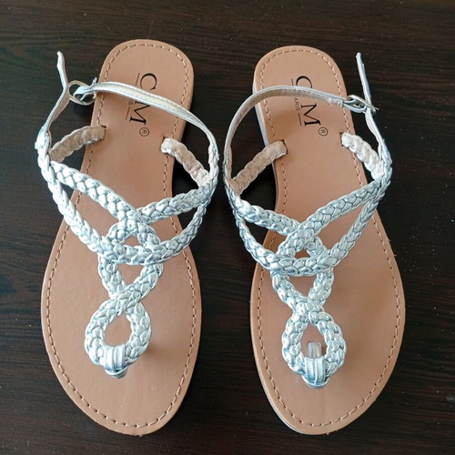 C'M Paris silver sandals new, size 37