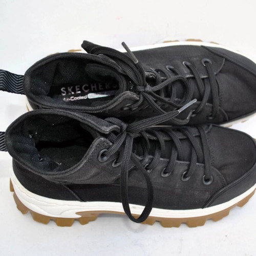 Skechers Vintage Black Canvas Chunky High Top Sneakers, size 37.5 Y2K