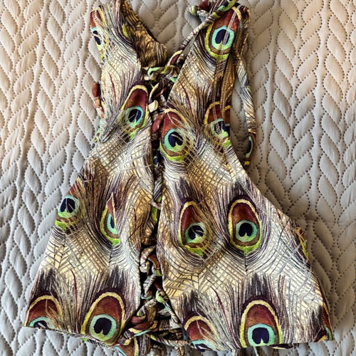 Be A Bee bikini top size XS/S with peacock pattern like new