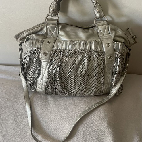 Miu Miu Vintage Bag used, metallic silver leather with perforated design