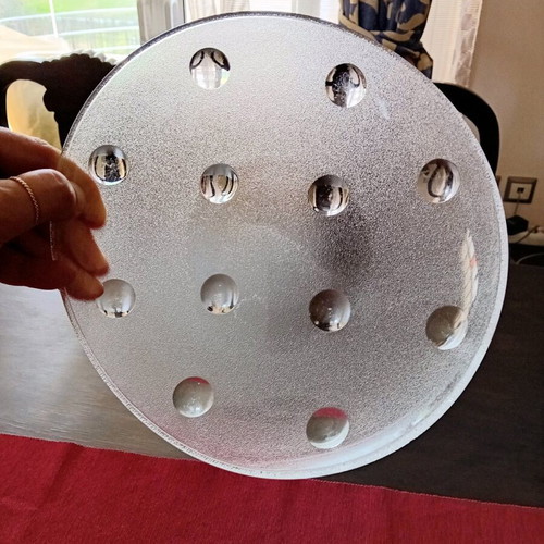 Glass oval platter unused with suction cup design