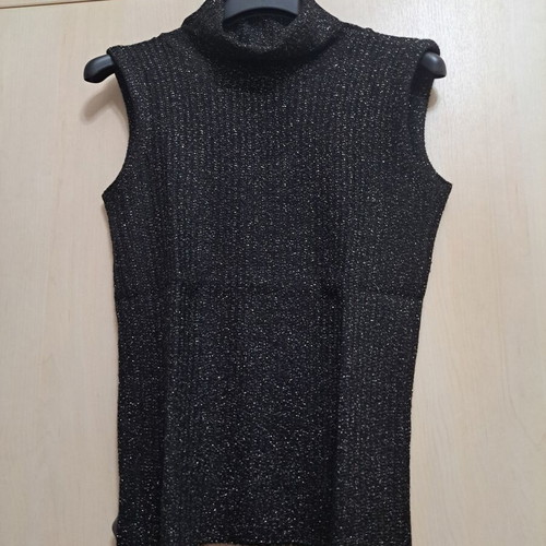 Women's Black Sweater with Silver Thread Turtleneck Like New