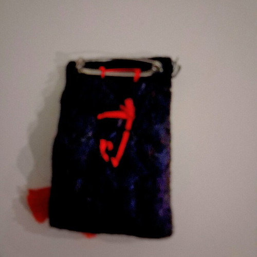 Handmade felt brooch like new, black and red