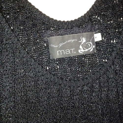 Mat knitted blouse dress used, black with silver thread