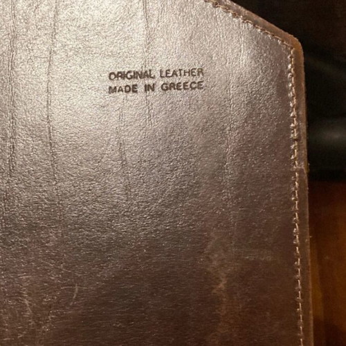 Gregory leather briefcase used, 00's vintage, brown and gold