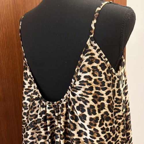 Maxi dress leopard pattern new, satin fabric, beige and brown
