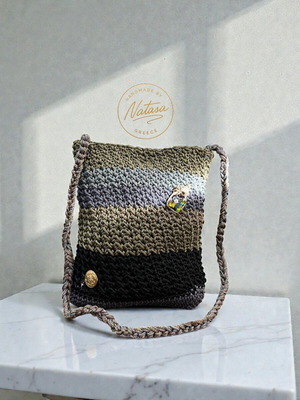 Handmade knitted shoulder bag new, black and beige