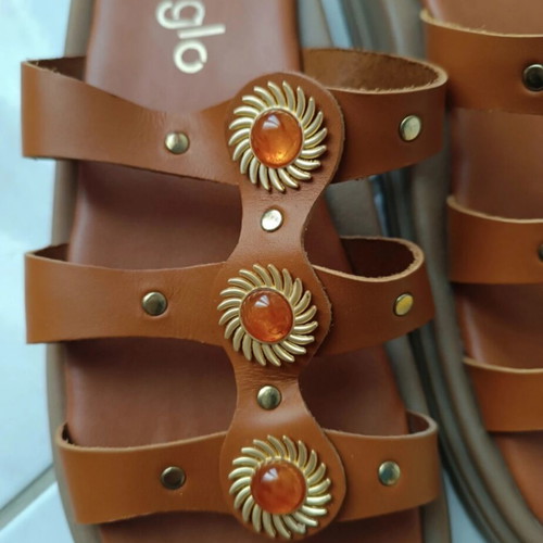 Ligglo Bohemian platform sandals, size 40, brown and gold