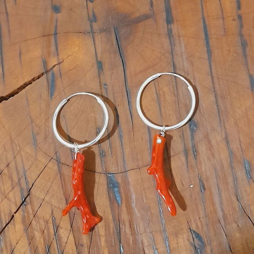 Silver 925 earrings with coral, new