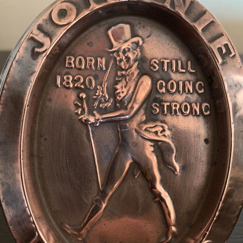 Johnnie Walker oval decorative copper item used